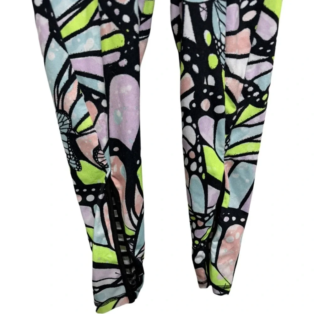 Justice Girls Butterfly Print Leggings Size S Colorful Stretch Athleisure Yoga